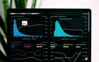 Datordiagram visar webbstatistik och användarinteraktion.