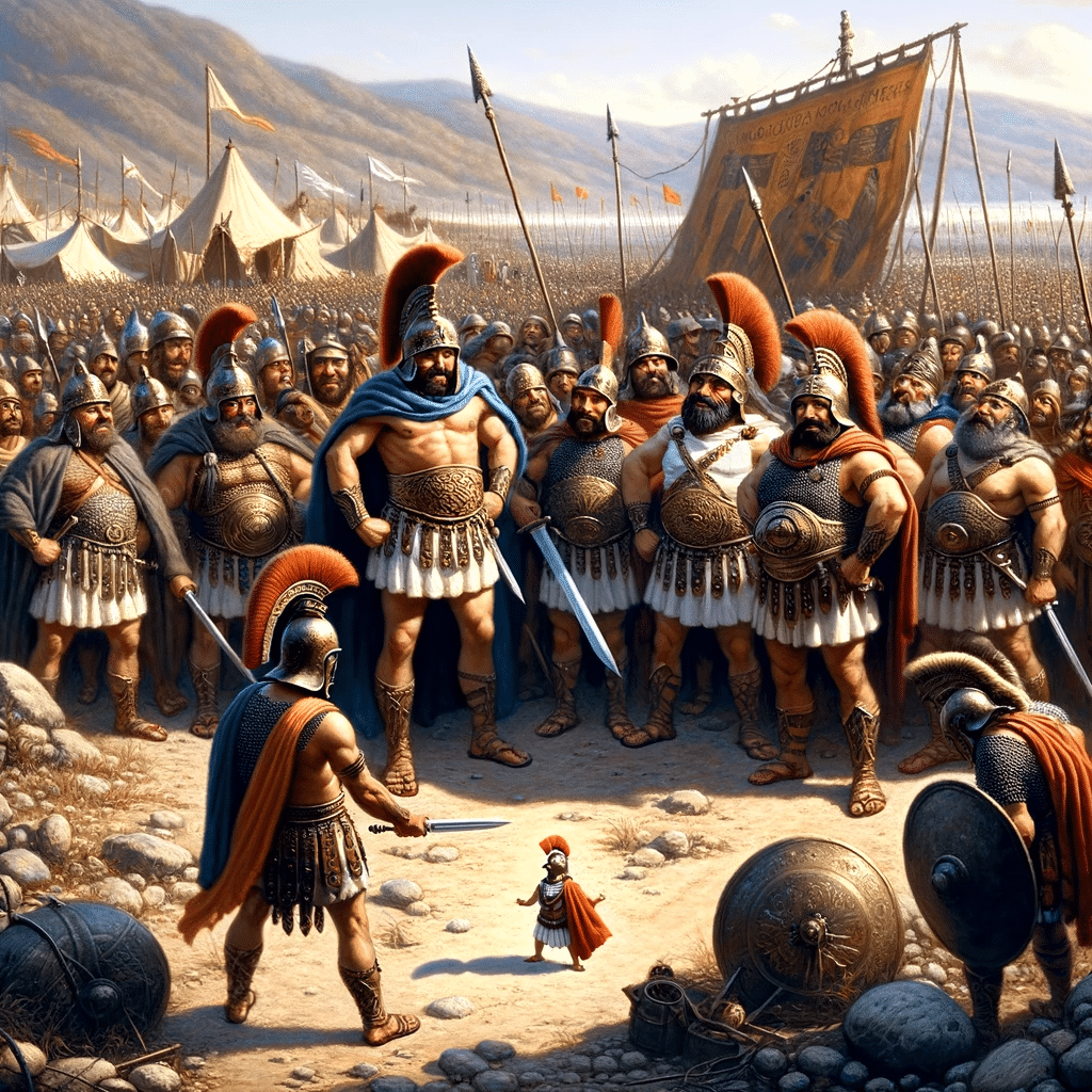 Antika spartanska krigare i läger.