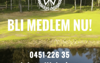 Reklam för golfklubbsmedlemskap med kontaktinformation.
