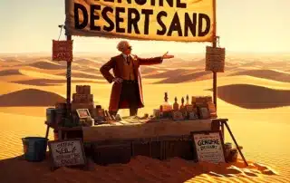 Försäljare säljer sand i öknen.