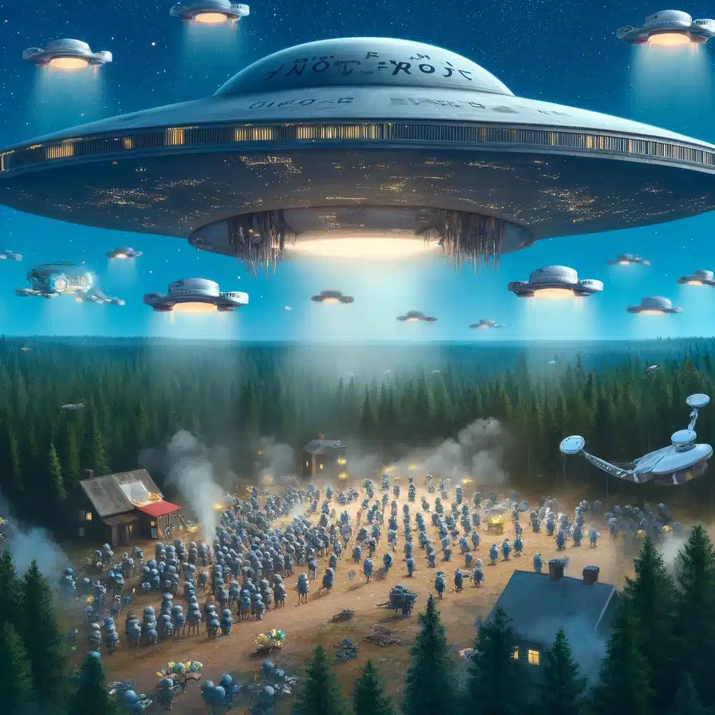 UFO-invasion i skogsglänta.
