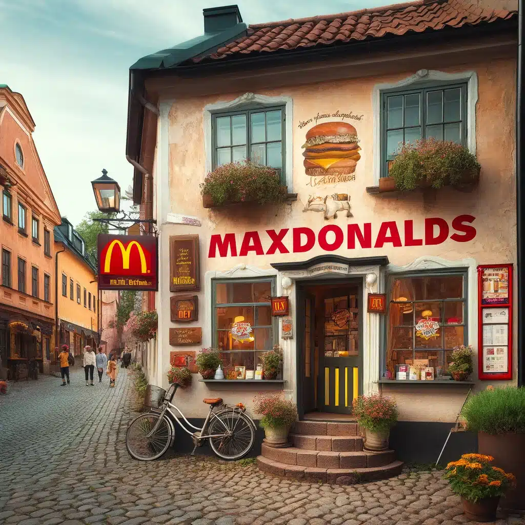Alternativ McDonald's i gammalstadsmiljö.