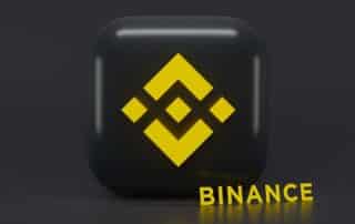 Binance-logotyp på mörk bakgrund.