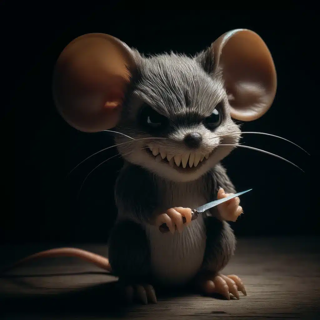Illustration av arg mus med kniv.